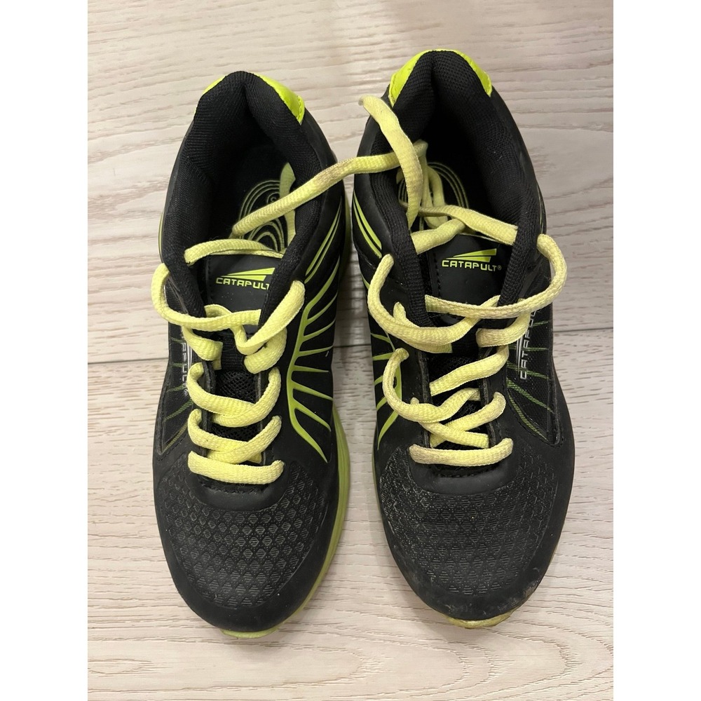 Catapult Kids Athletic Sneakers Black Neon Lime Green Running Shoes Size 13